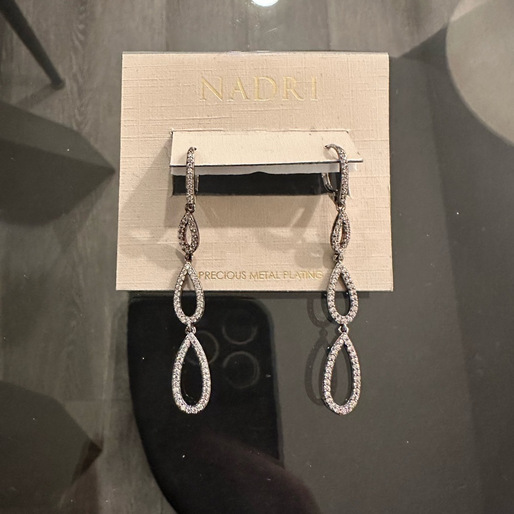Nadri Silver Drop Earrings